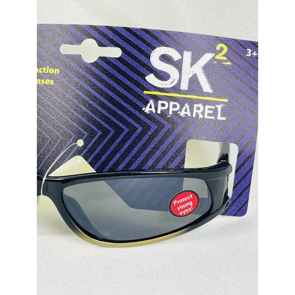 NEW KIDS SUNGLASSES SK2 Black Gold Yellow Geometric Pattern BOY GIRL UNISEX